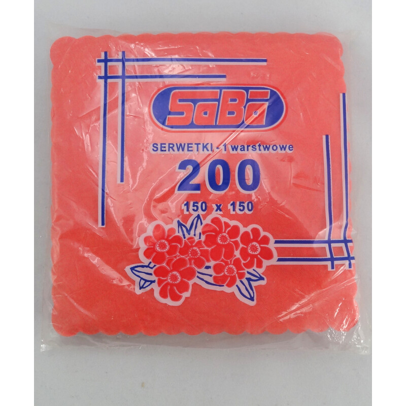 Serwetki ząbkowane 15x15 czerwone 200 szt Serwetki ząbkowane 15x15 czerwone 200 szt