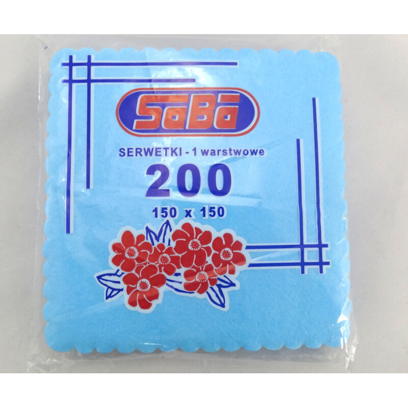 Serwetki ząbkowane 15x15 niebieskie 200 szt Serwetki ząbkowane 15x15 niebieskie 200 szt