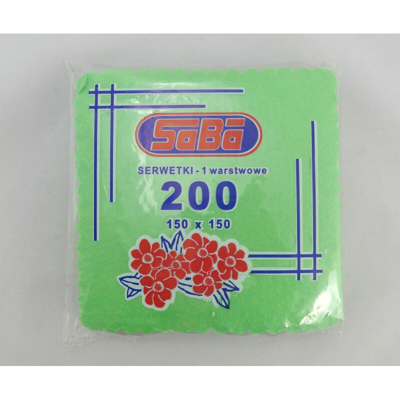 Serwetki ząbkowane 15x15 zielone 200 szt Serwetki ząbkowane 15x15 zielone 200 szt