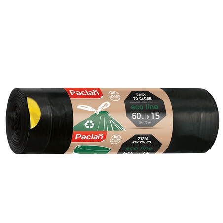 Worki 60l Paclan Eko Line z taśmą 60x72 15szt