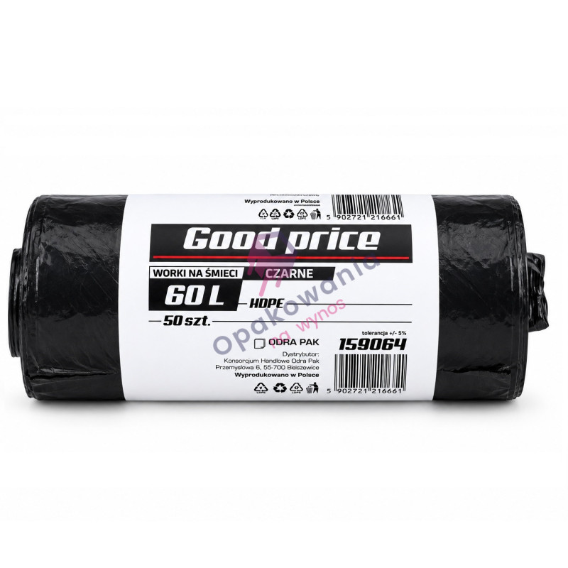 Worki HDPE 60l Good Price czarne 50szt